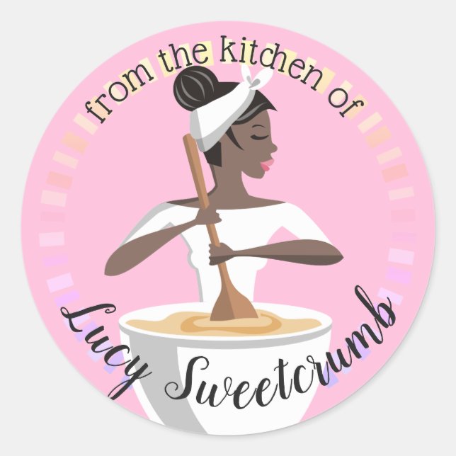 Sticker Rond Boulanger d'Afro-américain de la cuisine de (Devant)