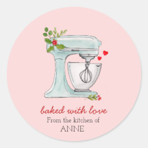 Sticker Rond Boulangère mélangeur de gâteau d'aquarelle de vaca
