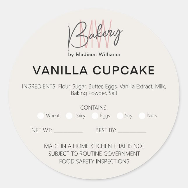 Sticker Rond Boulangerie Accueil Allergie Licence légale Sticke (Devant)