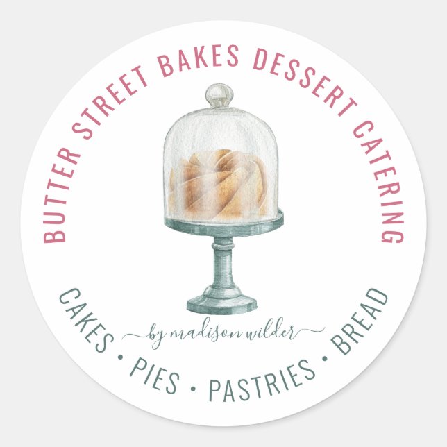 Sticker Rond Boulangerie Baker pâtisserie Chef Aquarelle Produi (Devant)