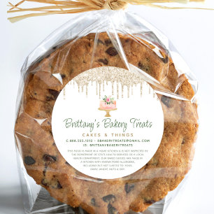 Sticker Rond Boulangerie Blush Pink Gâteau Gold Parties scintil