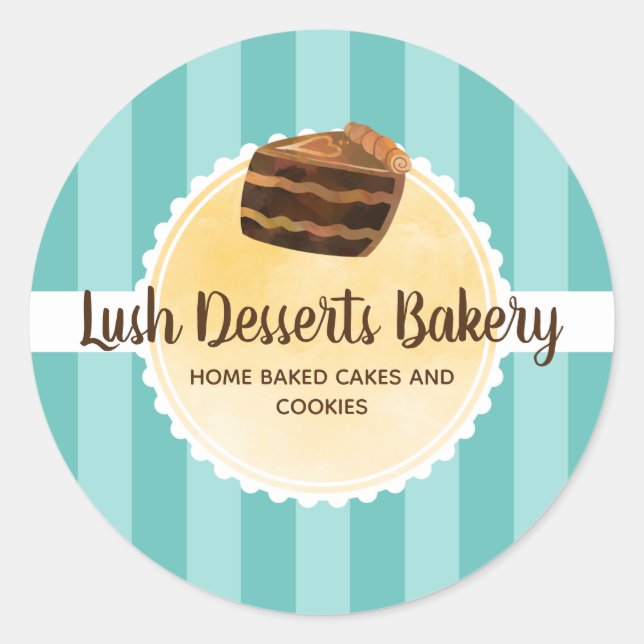 Sticker Rond Boulangerie Business Turquoise Blue Cake Boulanger (Devant)