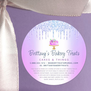 Sticker Rond Boulangerie Cake Purple Parties scintillant Driver