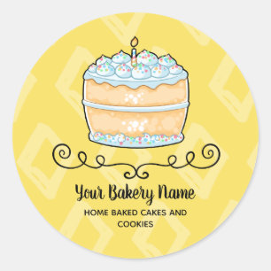 Sticker Rond Boulangerie Commerce Gâteau Jaune Emballage