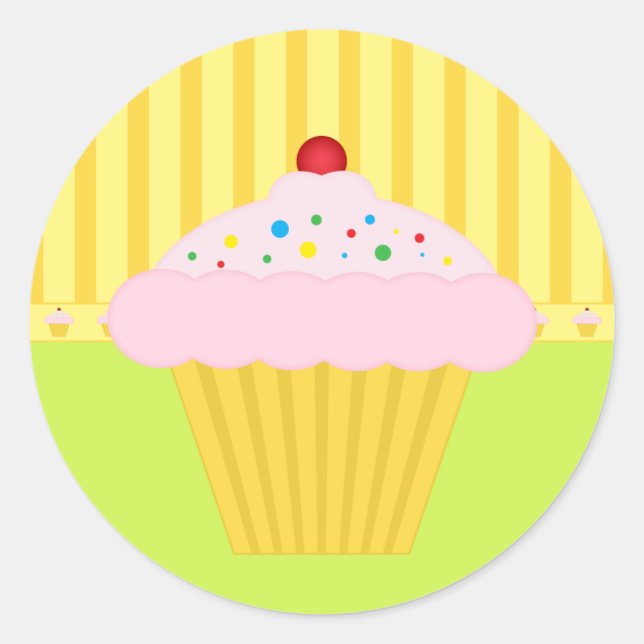 Sticker Rond Boulangerie Cupcake Jaune Lime Motif Arrière - pla (Devant)