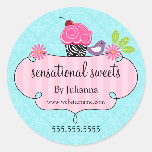 Sticker Rond Boulangerie de cupcake Whimsical Emballage (Devant)