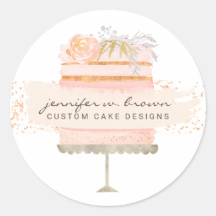 Sticker Rond Boulangerie de gâteau orange pailleté