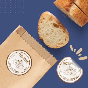 Sticker Rond Boulangerie de pain de pâte à pâte Icônes Café Ton