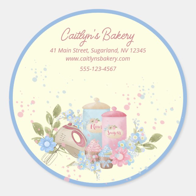 Sticker Rond Boulangerie et pâtisserie Boutique Blue Edge perso (Devant)
