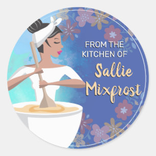Sticker Rond Boulangerie femme hispanique noire de la cuisine d