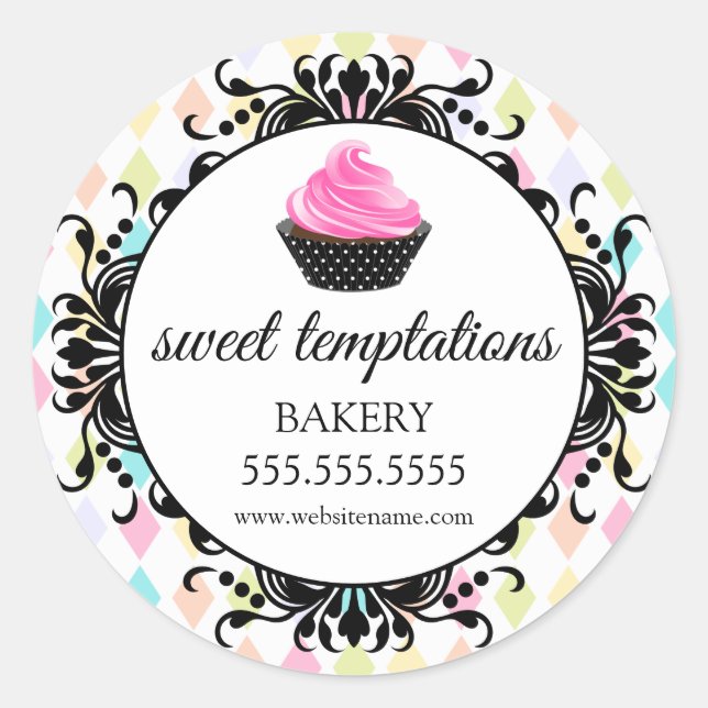Sticker Rond Boulangerie Festive Cupcake Emballage (Devant)