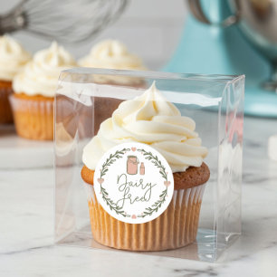 Sticker Rond Boulangerie Lait Lait Gratuit Jug & Wreath Rose & 