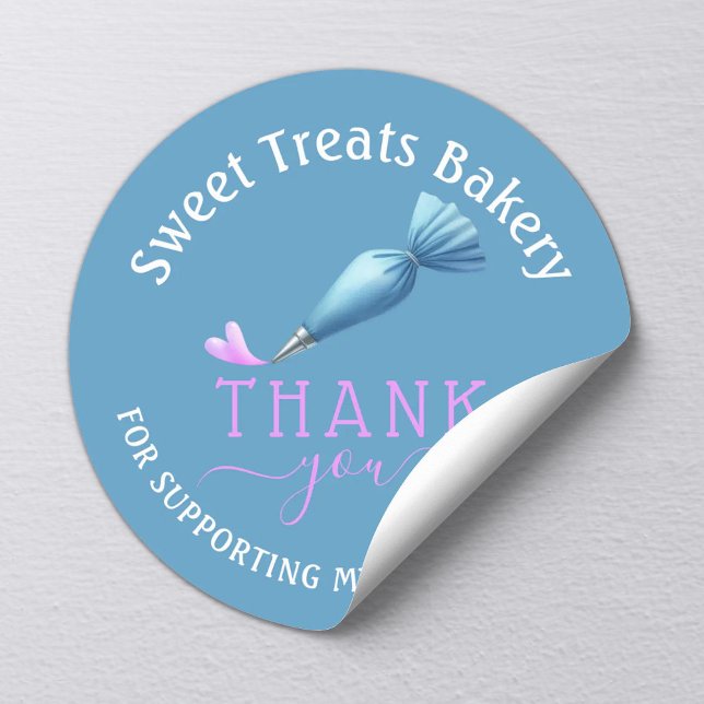 Sticker Rond Boulangerie Merci Pour Votre Commande Élégant Bleu (Créateur téléchargé)