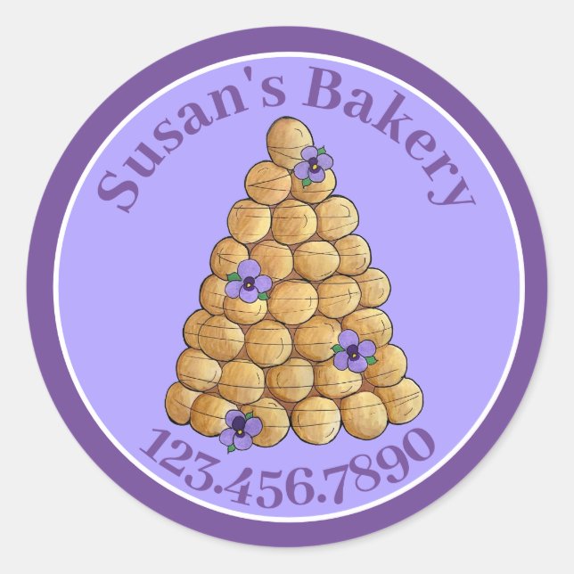 Sticker Rond Boulangerie pâtisserie Chef Croquembouche Mariage  (Devant)