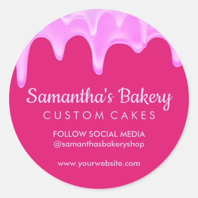 Sticker Rond Boulangerie Pâtisserie rose Abstrait Gâteau à la g (Devant)