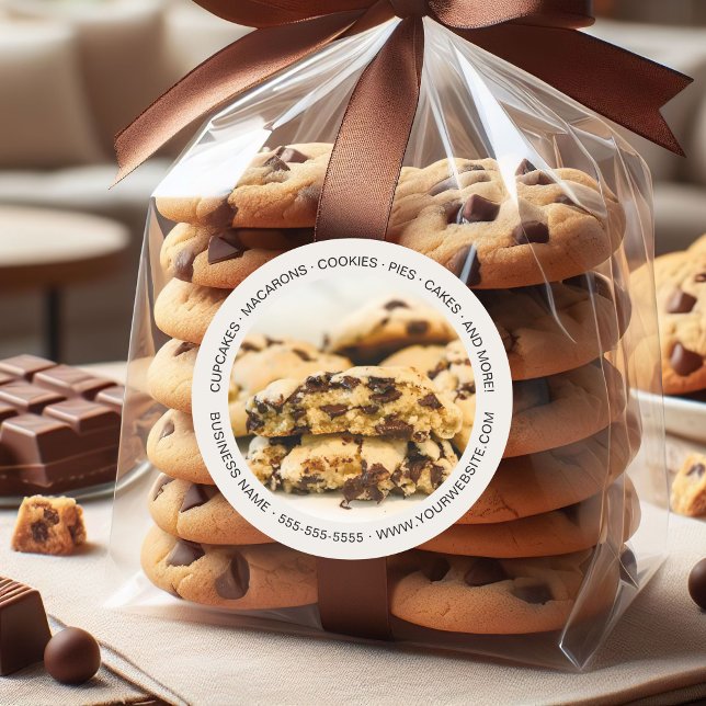Sticker Rond Boulangerie Photo Personnalisée Cookies (Bakery Custom Photo Cookies Classic Round Sticker)