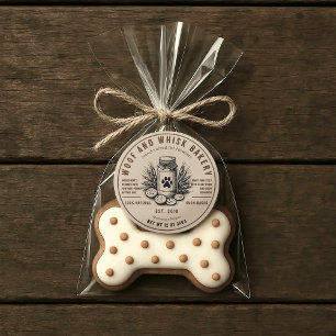 Sticker Rond Boulangerie Rustique Artisan cookie à chien d'ingr