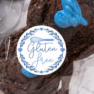 Sticker Rond Boulangerie sans gluten Whisk & Wreath Blue