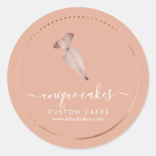 Sticker Rond Boulangerie simple orange Logo Pâtisserie Chef