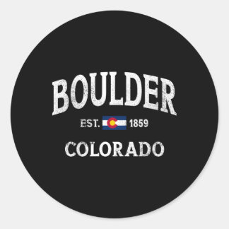 Sticker Rond Boulder Colorado Co Drapeau Throwback Athlétique