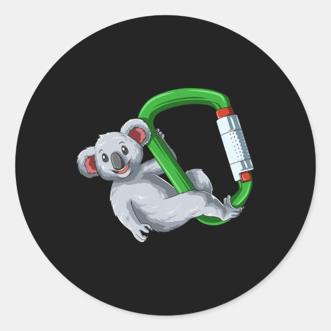 Sticker Rond Bouldering Rock Climbing Carabiner Koala  (Devant)