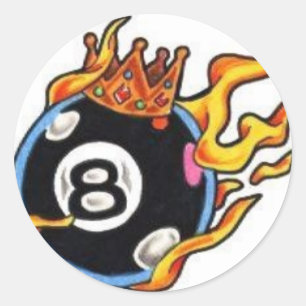 Sticker Rond Boule 8 avec des flammes