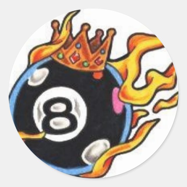 Sticker Rond Boule 8 avec flammes (Devant)