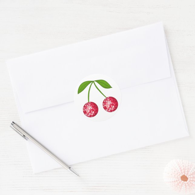 Sticker Rond Boule Cherry Disco (Enveloppe)