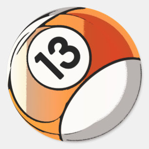 Sticker Rond Boule comique de Billards du numéro 13 de style