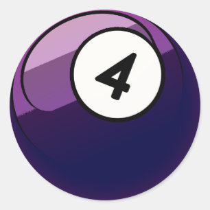 Sticker Rond Boule de billards comique du numéro 4 de style