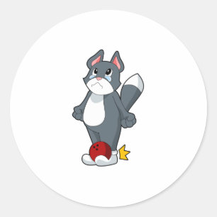 Sticker Rond Boule de bowling de chat