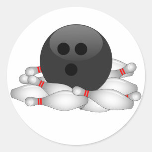 Sticker Rond Boule De Bowling Et Pins