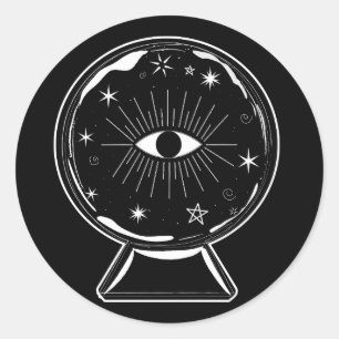 Sticker Rond Boule de cristal magique de voyance qui dit tout