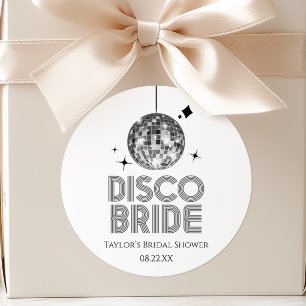 Sticker Rond Boule de disco argentée Mariée disco Enterrement d
