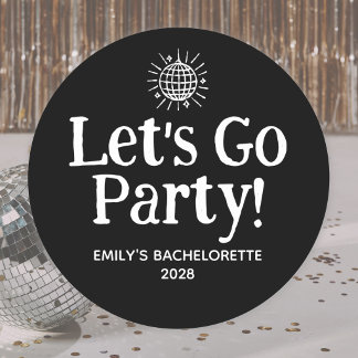 Sticker Rond Boule de Disco Doodle Noir pour Enterrement de Vie