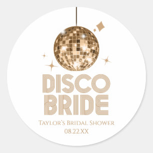 Sticker Rond Boule de disco en or Mariée disco Enterrement de v