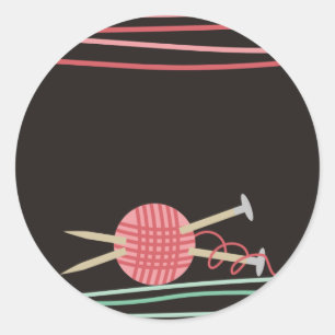 Sticker Rond boule de fil tricot artisanat emballage cadeau sti