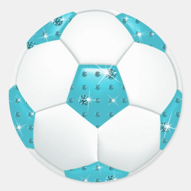 Sticker Rond Boule de football Aqua Gemstones Diamond (Devant)