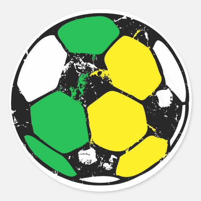 Sticker Rond Boule de football vert et jaune (Devant)