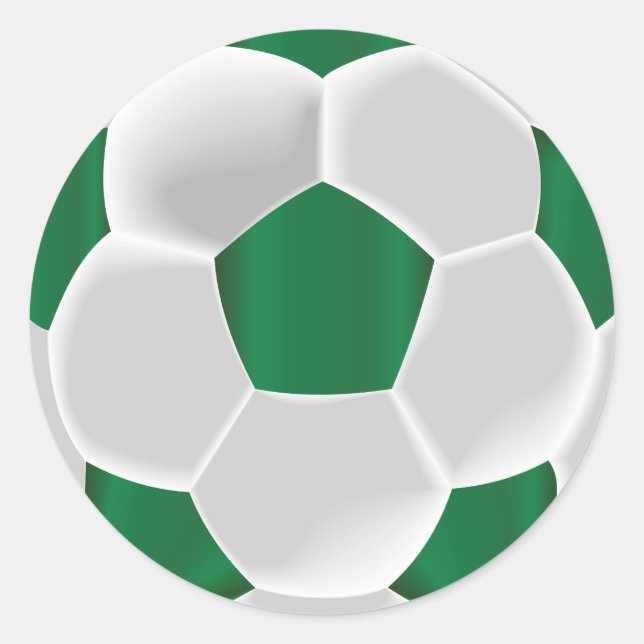 Sticker Rond Boule de football vert foncé et blanc (Devant)