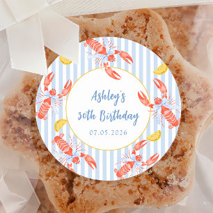 Sticker Rond Boule de fruits de mer Homard Bake Anniversaire St
