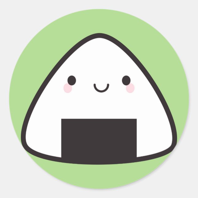 Sticker Rond Boule de riz Kawaii Onigiri (Devant)