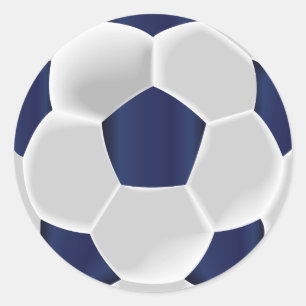 Sticker Rond Boule de soccer bleu foncé et blanc