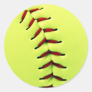 Sticker Rond Boule de softball jaune