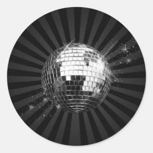 Sticker Rond Boule Disco Mirror sur noir