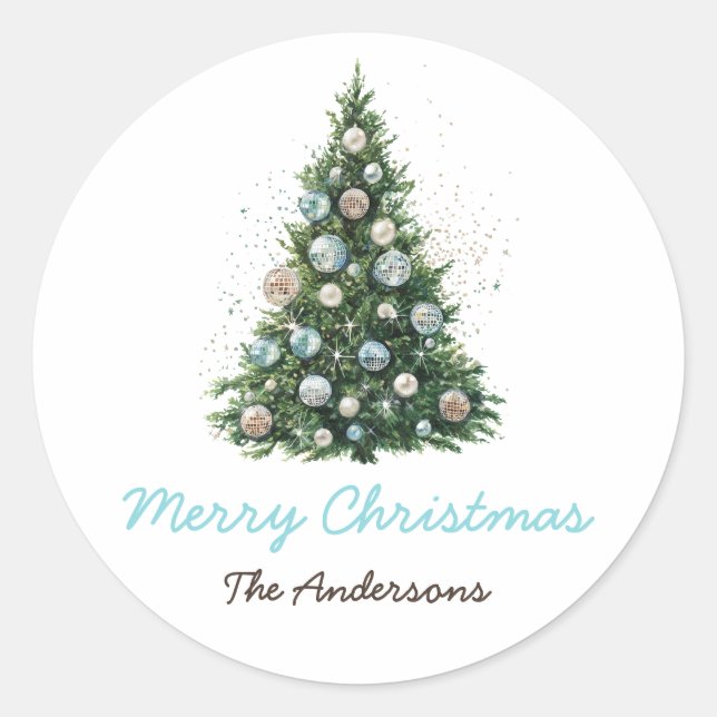 Sticker Rond Boule disco Ornement Arbre de Noël Fêtes personnal (Devant)