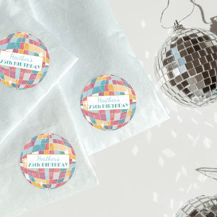 Sticker Rond Boule Disco Personnalisée Anniversaire
