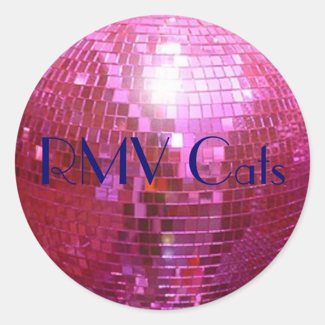 Sticker Rond boule disco rose, chats RMV (Devant)