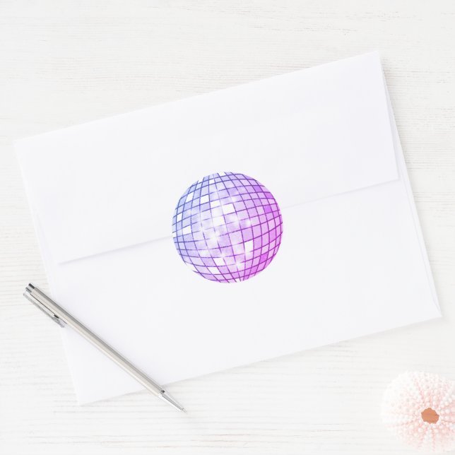 Sticker Rond Boule Disco Violet (Enveloppe)