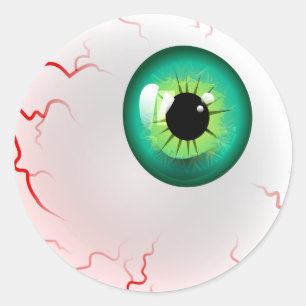 Sticker Rond Boule d'oeil d'horreur verte
